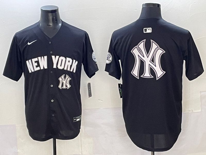 Men 2025 New York Yankees Blank Black Nike MLB Jersey style 0034